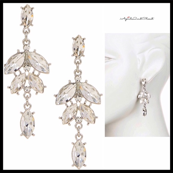 CRYSTAL MARQUISE PAVE DROP DANGLE EARRINGS A2C - Picture 2 of 8